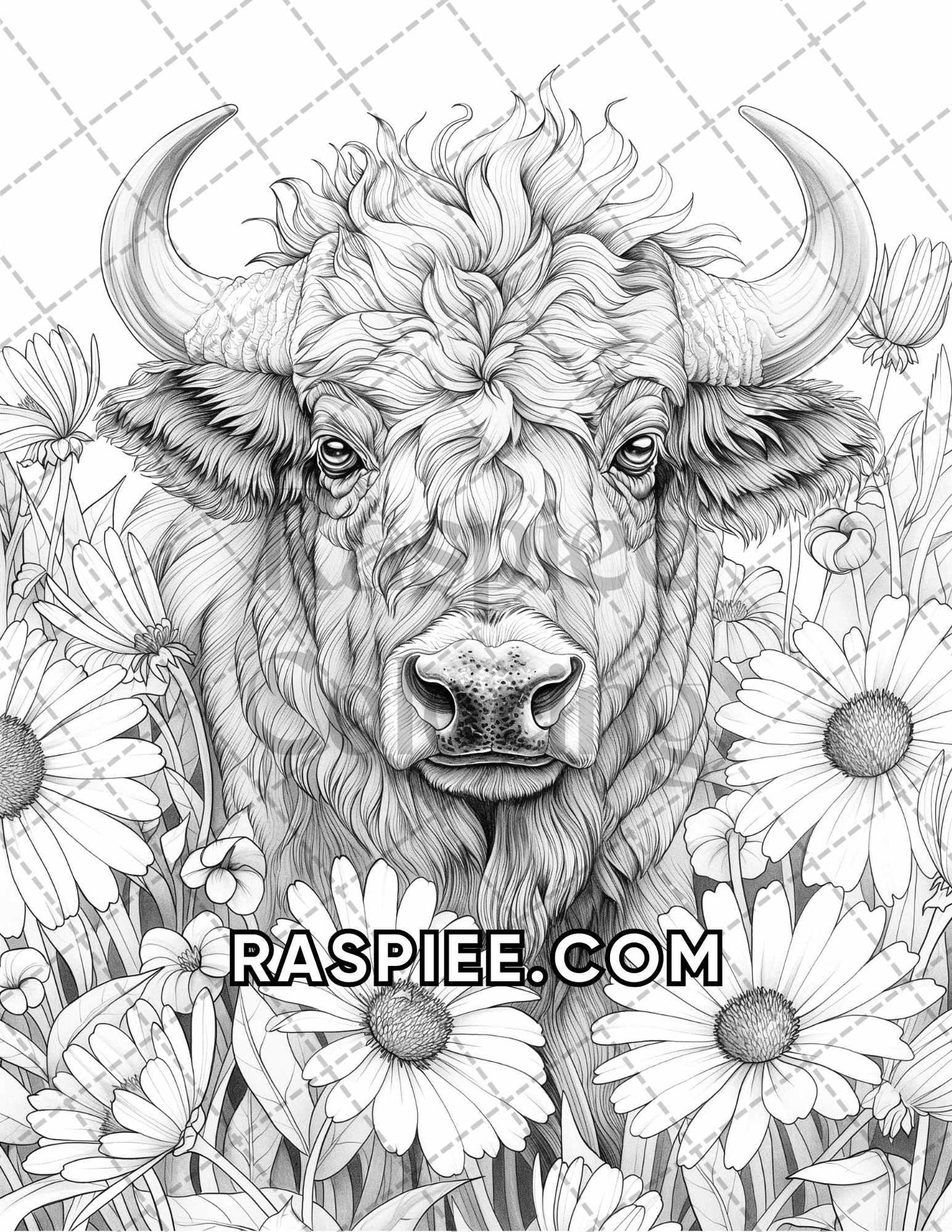 75 Animals in Flowers Grayscale Adult Coloring Pages Printable PDF Instant Download - RASPIEE