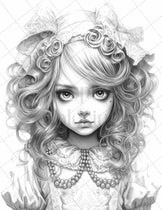 60 Adorable Gothic Girls Grayscale Coloring Pages Printable for Adults ...