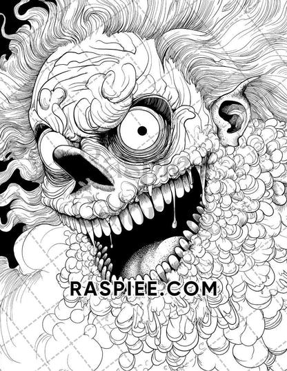 Halloween Surreal Adult Coloring Pages Printable PDF Instant Download - RASPIEE