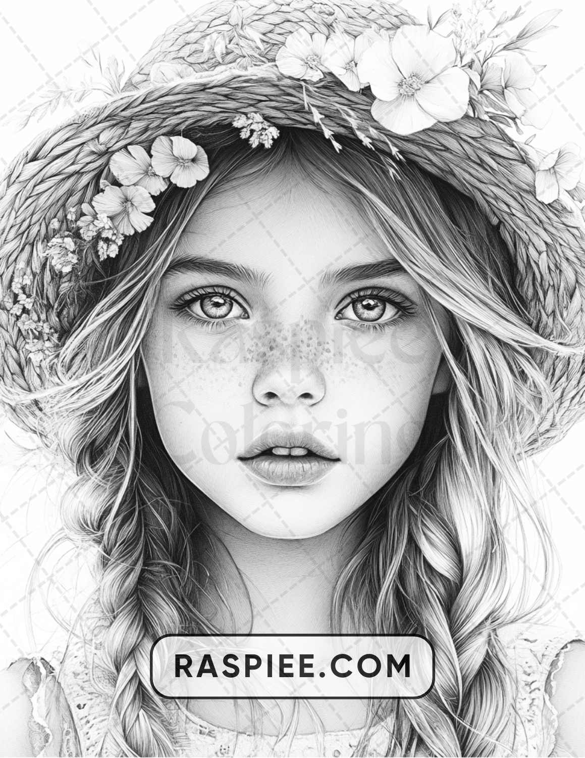 88 Bohemian Little Girls Portrait Adult Coloring Pages