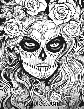 50 Spooky Miss Nightmare Grayscale Coloring Pages Printable for Adults ...