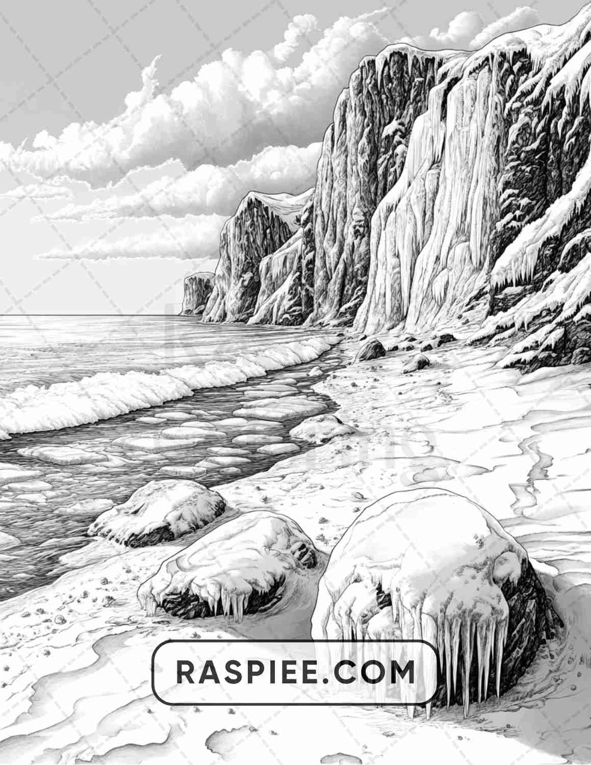 82 Winter Landscapes Adult Coloring Pages - RASPIEE