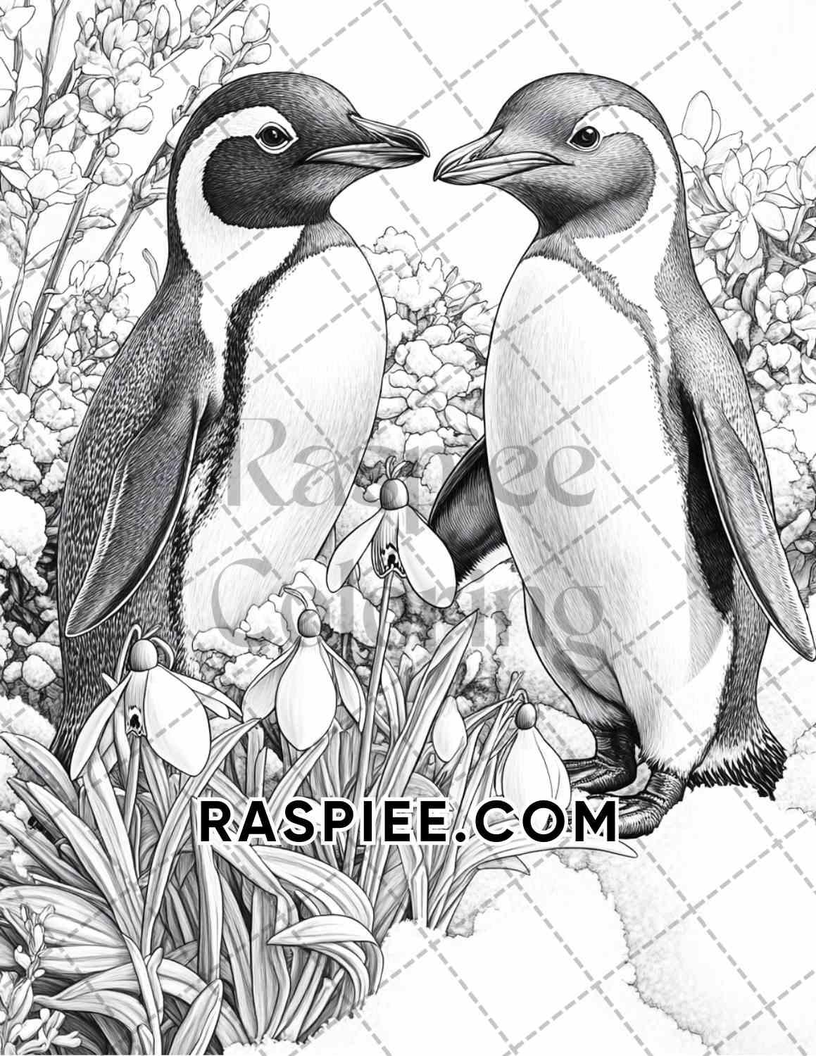 Flowers and Birds Adult Coloring Pages Printable PDF Instant Download - RASPIEE