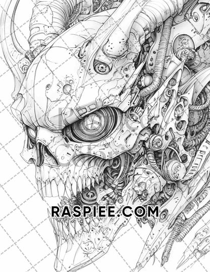 Steampunk Halloween Adult Coloring Pages Printable PDF Instant Download