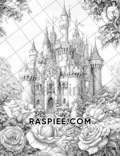 Fantasy Flower Houses Adult Coloring Pages Printable PDF Instant Download