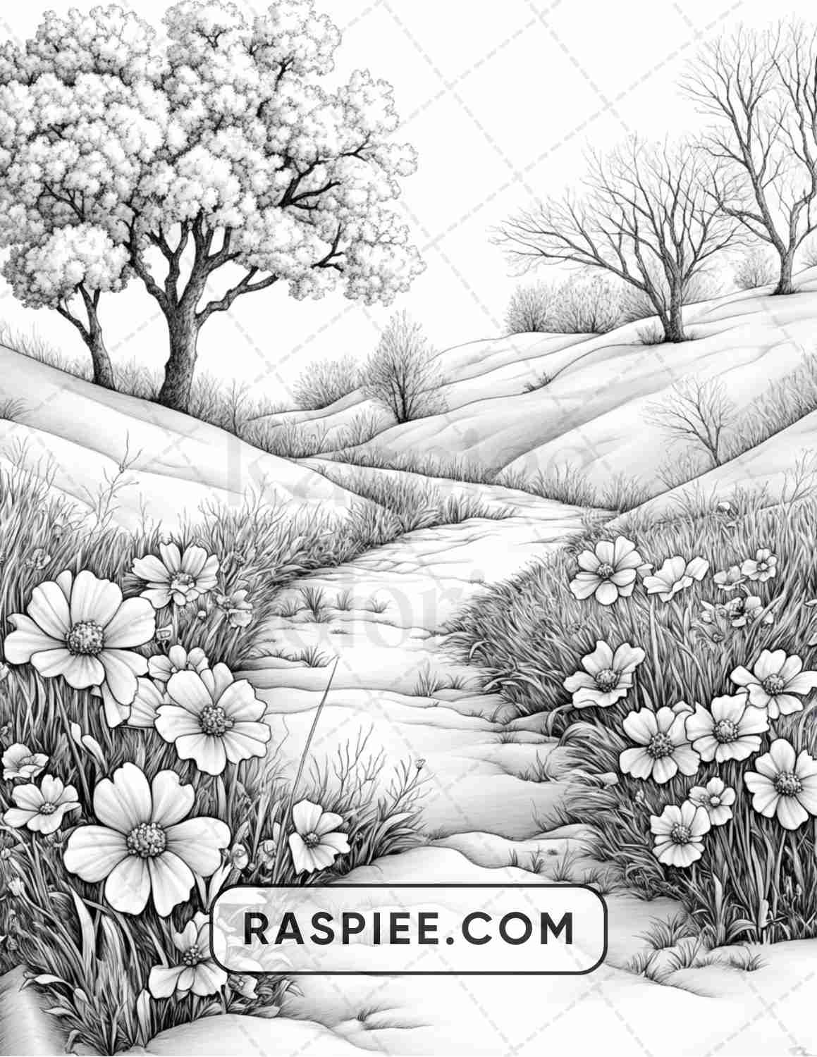 82 Winter Landscapes Adult Coloring Pages - RASPIEE