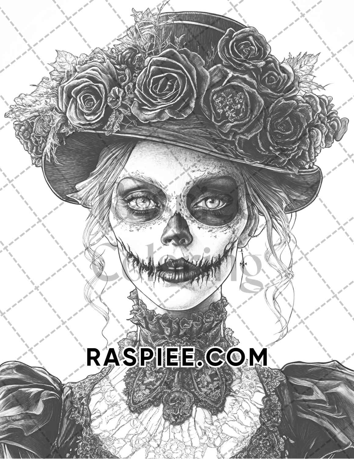 Victorian Zombies Halloween Adult Coloring Pages Printable PDF