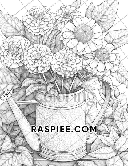 Fall Flowers Adult Coloring Pages Printable PDF Instant Download - RASPIEE