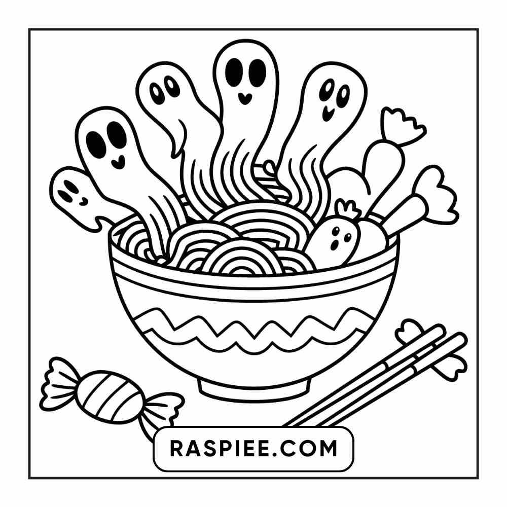 100 Bold Easy Spooky Food & Drinks Coloring Pages Printable PDF Instant Download - RASPIEE