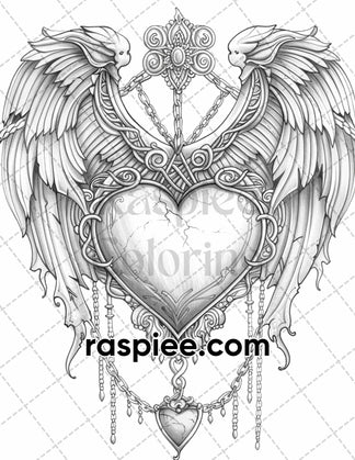 66 Intricate Gothic Tattoos Grayscale Adult Coloring Pages, Printable ...