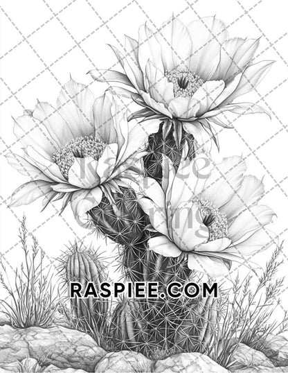 Succulent Blossoms Adult Coloring Pages Printable PDF Instant Download