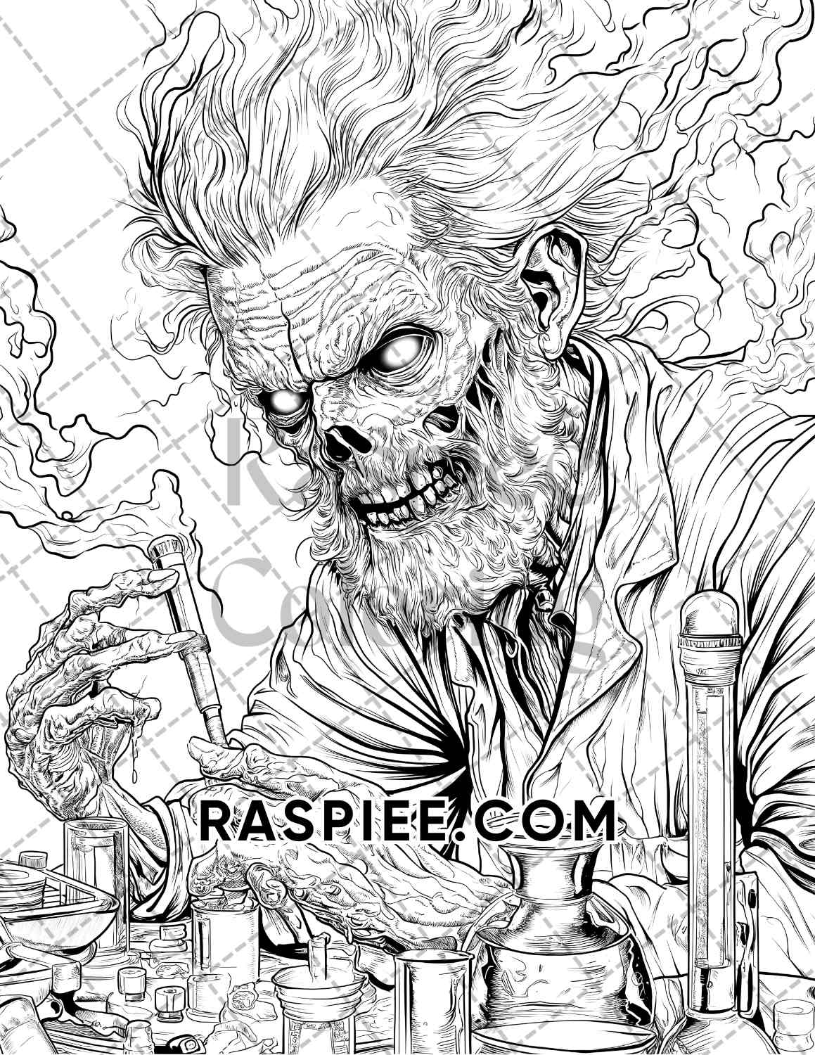 Scary Zombies Halloween Adult Coloring Pages Printable PDF Instant Download