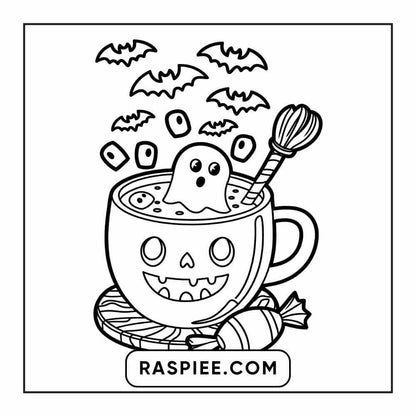 100 Bold Easy Spooky Food & Drinks Coloring Pages Printable PDF Instant Download - RASPIEE