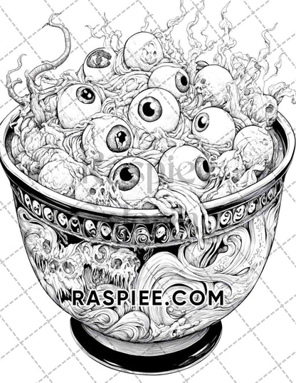 Spooky Desserts Halloween Adult Coloring Pages Printable PDF