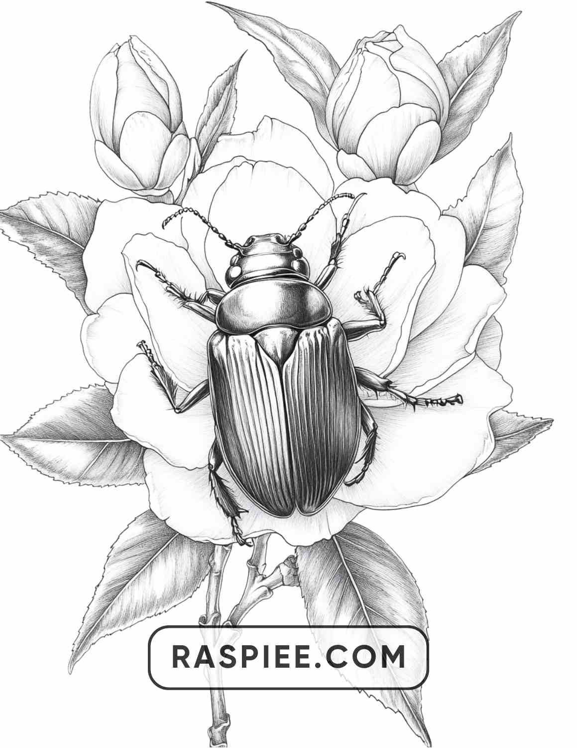 Insects and Flowers Adult Coloring Pages - RASPIEE