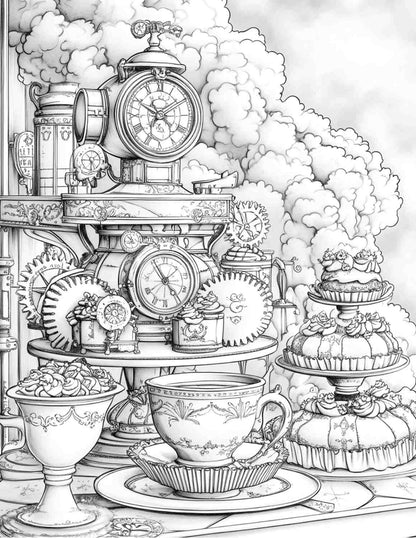 Steampunk Christmas Adult Coloring Pages Printable PDF Instant Download