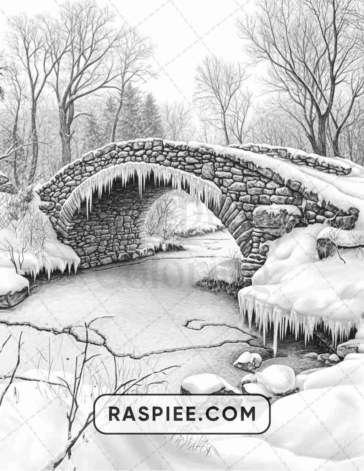 82 Winter Landscapes Adult Coloring Pages - RASPIEE