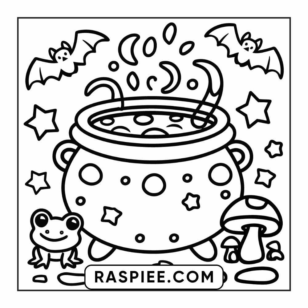 84 Cozy Halloween Bold & Easy Coloring Pages Printable PDF Instant Download - RASPIEE