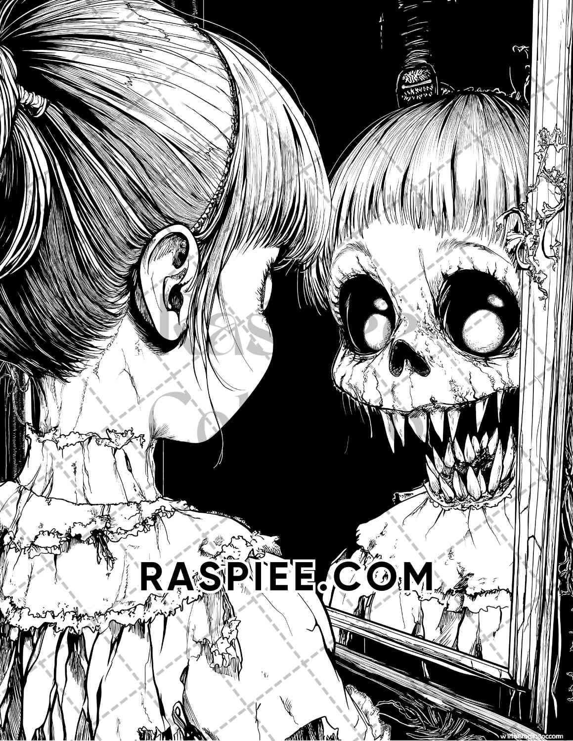 Haunted Dolls Halloween Horror Adult Coloring Pages Printable PDF Instant Download - RASPIEE