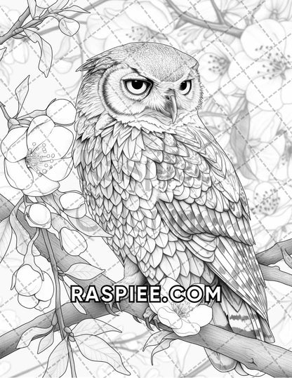 75 Animals in Flowers Grayscale Adult Coloring Pages Printable PDF Instant Download - RASPIEE