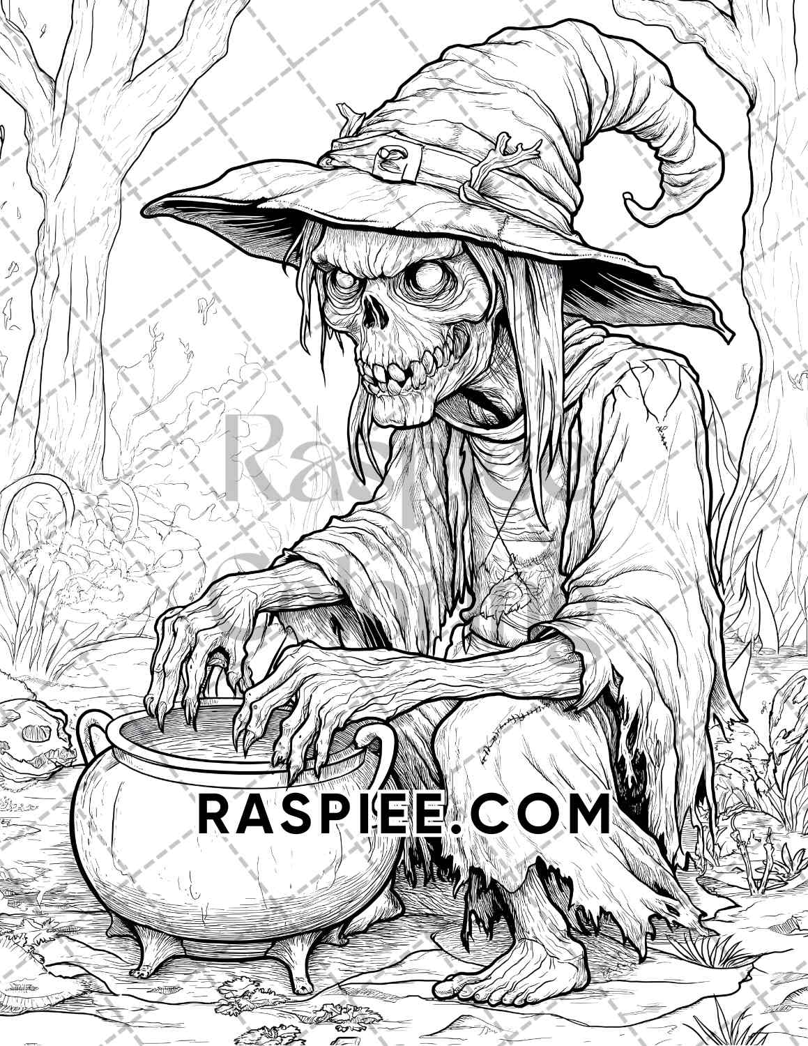 Scary Zombies Halloween Adult Coloring Pages Printable PDF Instant Download