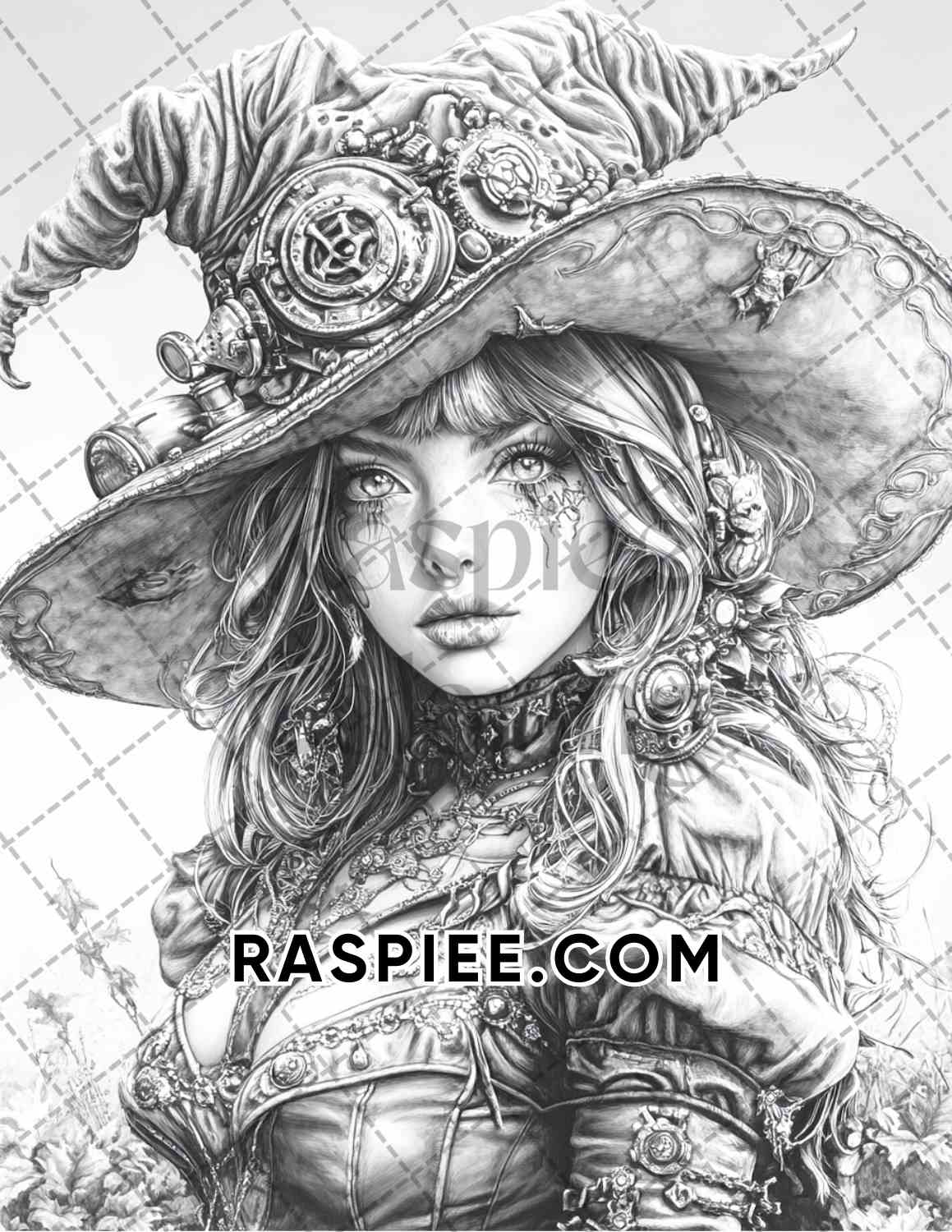 Steampunk Halloween Adult Coloring Pages Printable PDF Instant Download