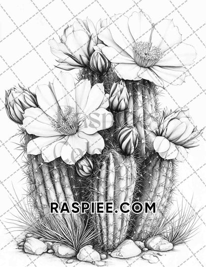 Succulent Blossoms Adult Coloring Pages Printable PDF Instant Download