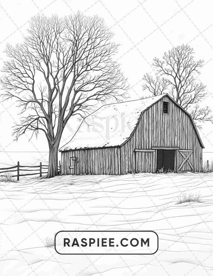 82 Winter Landscapes Adult Coloring Pages - RASPIEE