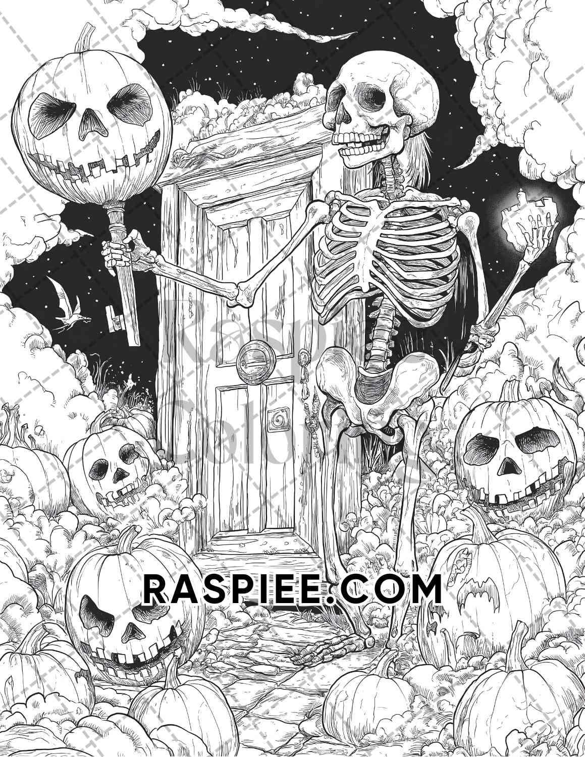 Halloween Surreal Adult Coloring Pages Printable PDF Instant Download - RASPIEE