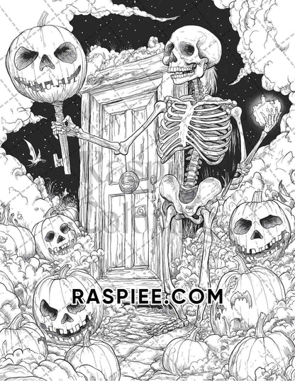 Halloween Surreal Adult Coloring Pages Printable PDF Instant Download - RASPIEE