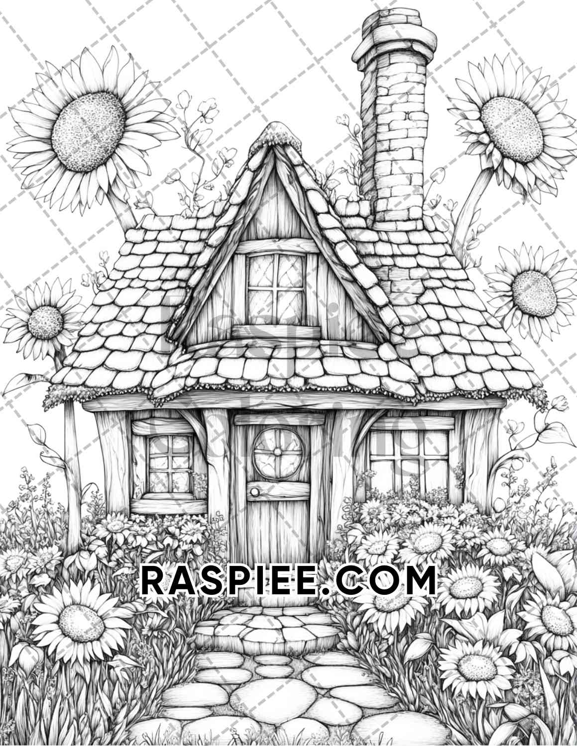 Fantasy Flower Houses Adult Coloring Pages Printable PDF Instant Download