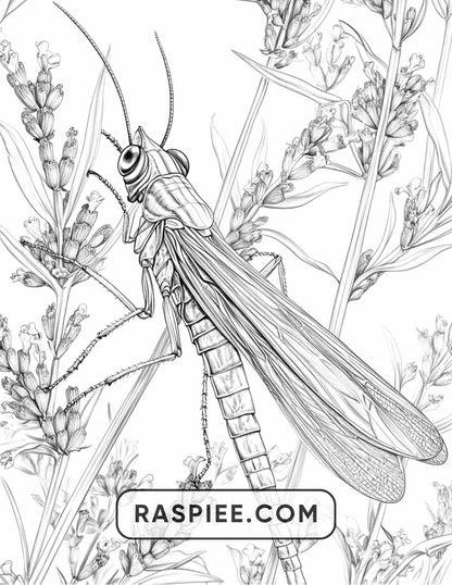 Insects and Flowers Adult Coloring Pages - RASPIEE