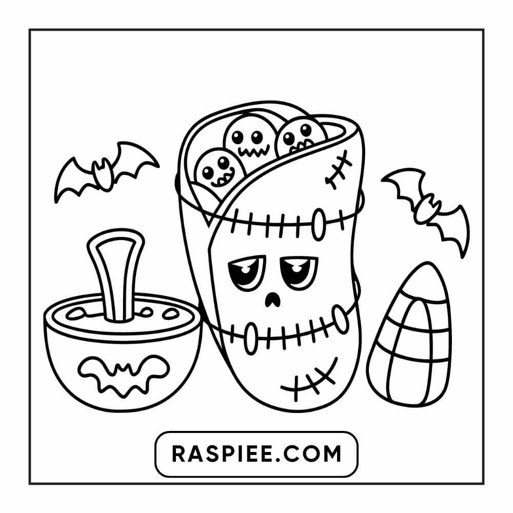 100 Bold Easy Spooky Food & Drinks Coloring Pages Printable PDF Instant Download - RASPIEE