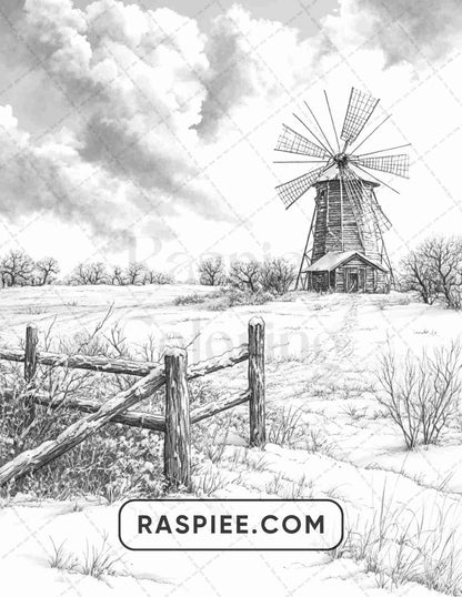 82 Winter Landscapes Adult Coloring Pages - RASPIEE