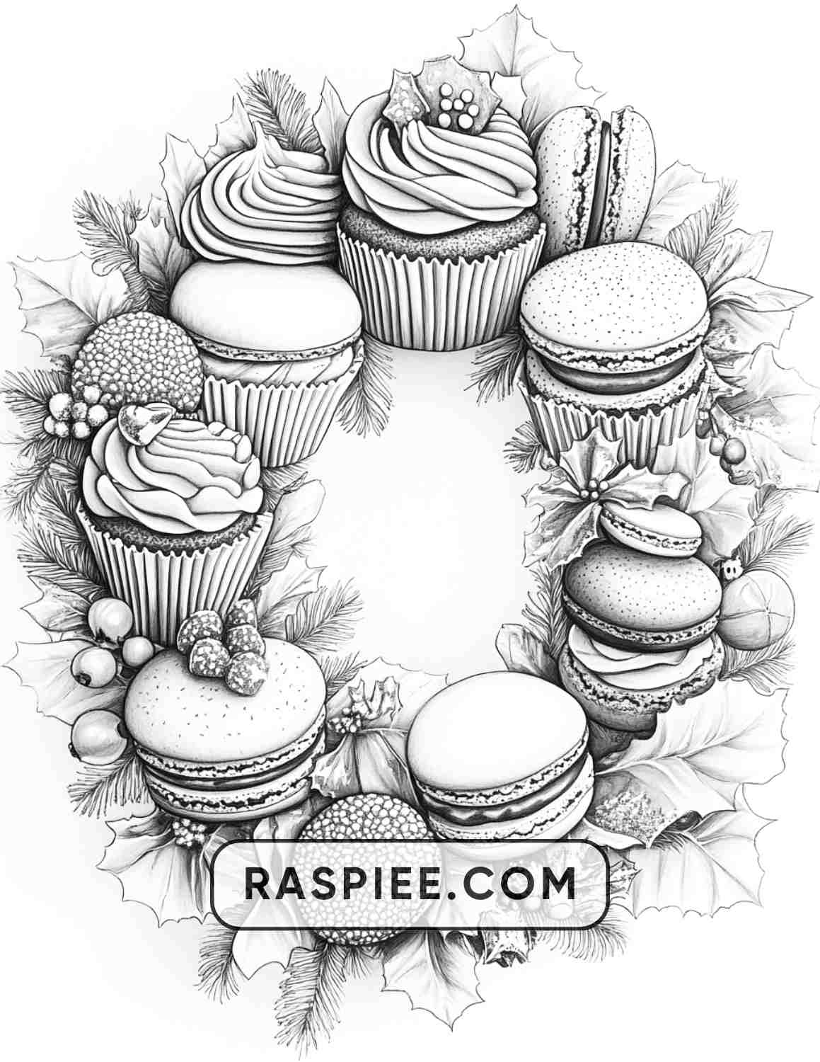 72 Christmas Wreaths Adult Coloring Pages - RASPIEE