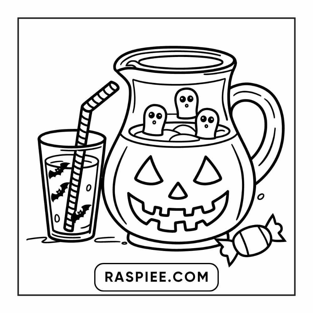 100 Bold Easy Spooky Food & Drinks Coloring Pages Printable PDF Instant Download - RASPIEE