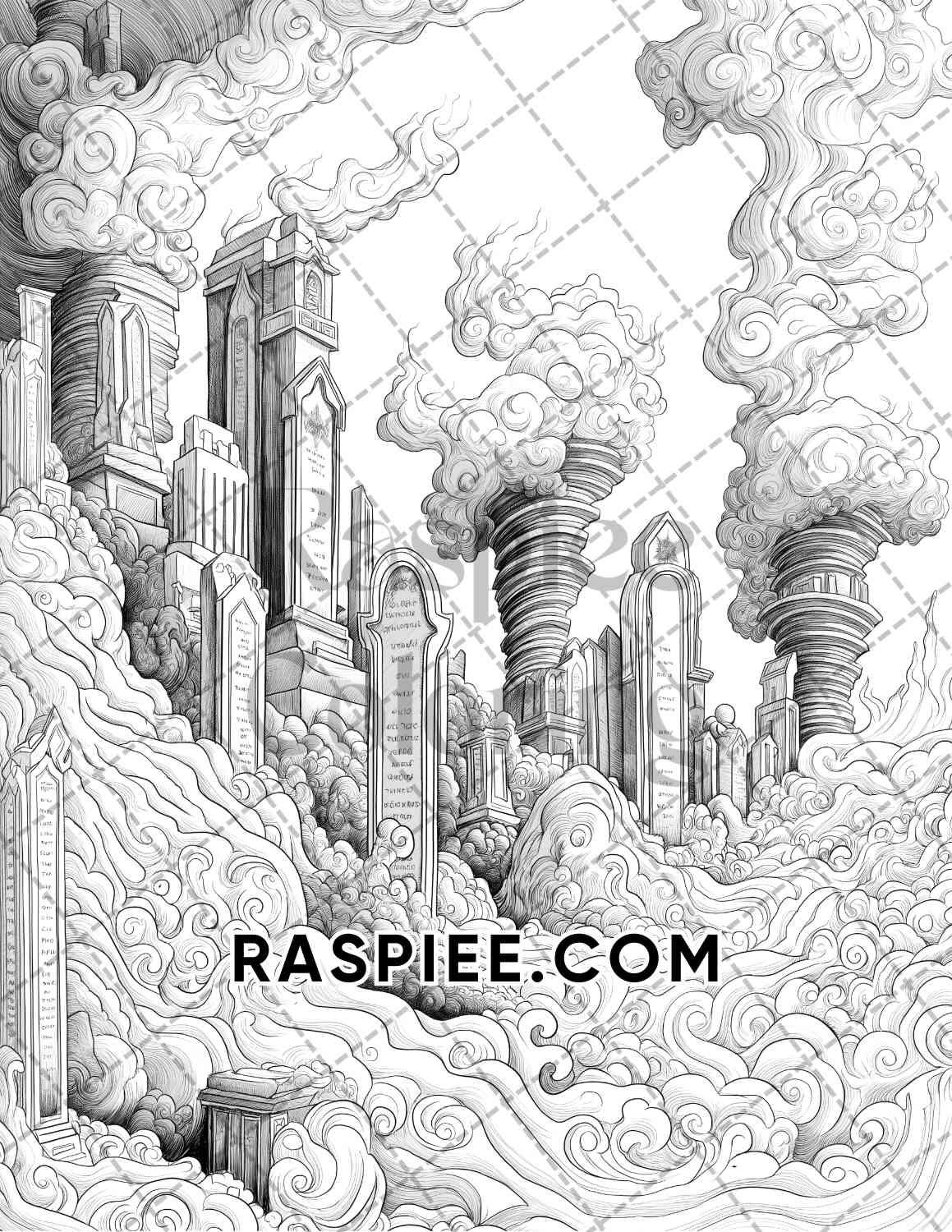 Halloween Surreal Adult Coloring Pages Printable PDF Instant Download - RASPIEE