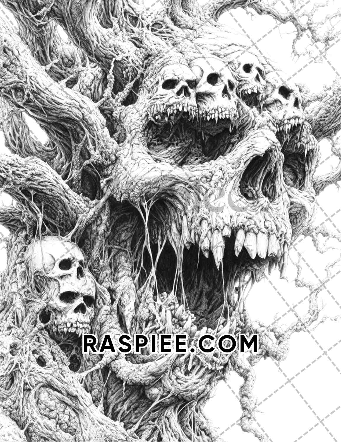 Nightmarish Creatures Halloween Adult Coloring Pages Printable PDF Instant Download