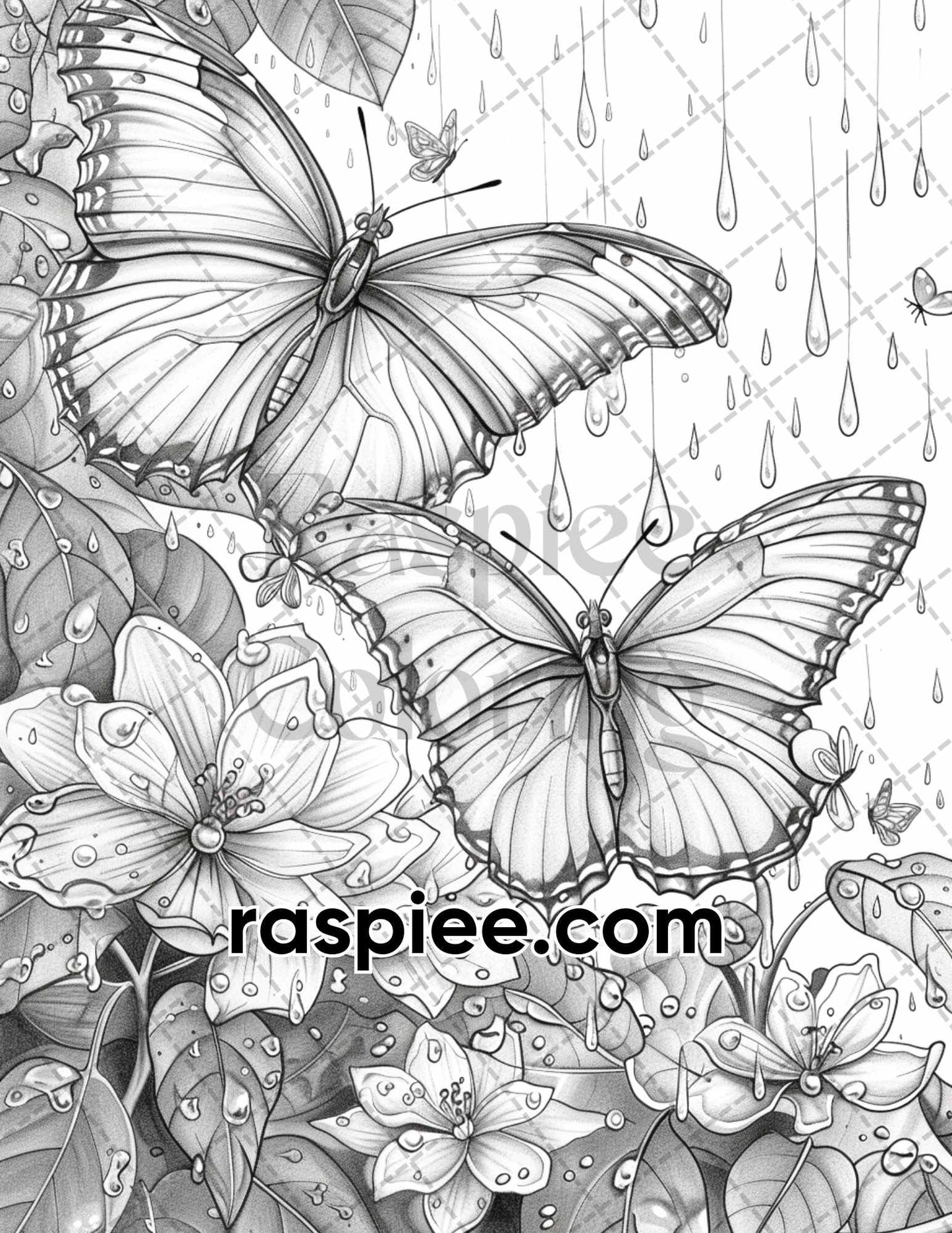 77 Butterflies and Moths Grayscale Adult Coloring Pages, Printable PDF Instant Download - RASPIEE