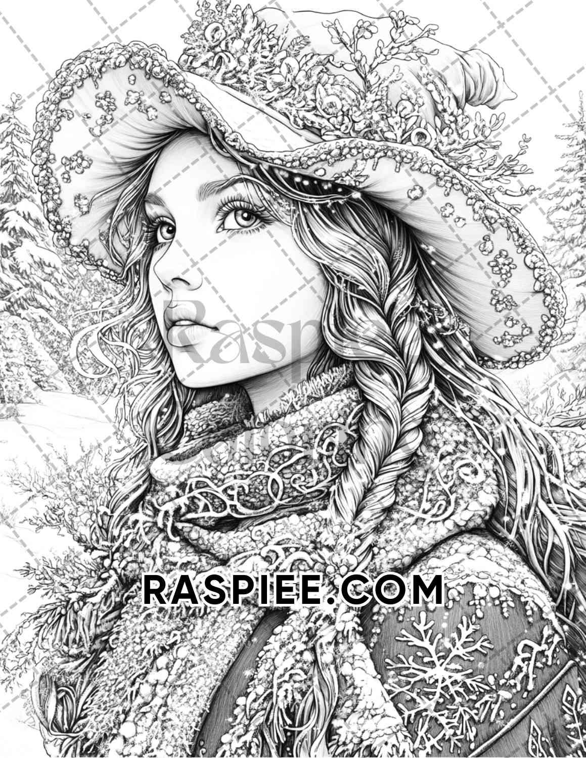 Enchanted Witches Adult Coloring Pages Printable PDF Instant Download - RASPIEE