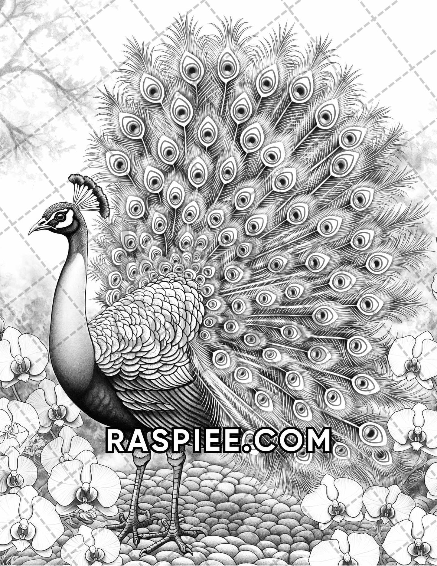 75 Animals in Flowers Grayscale Adult Coloring Pages Printable PDF Instant Download - RASPIEE