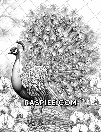 75 Animals in Flowers Grayscale Adult Coloring Pages Printable PDF Instant Download - RASPIEE