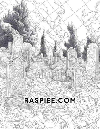 Halloween Surreal Adult Coloring Pages Printable PDF Instant Download - RASPIEE