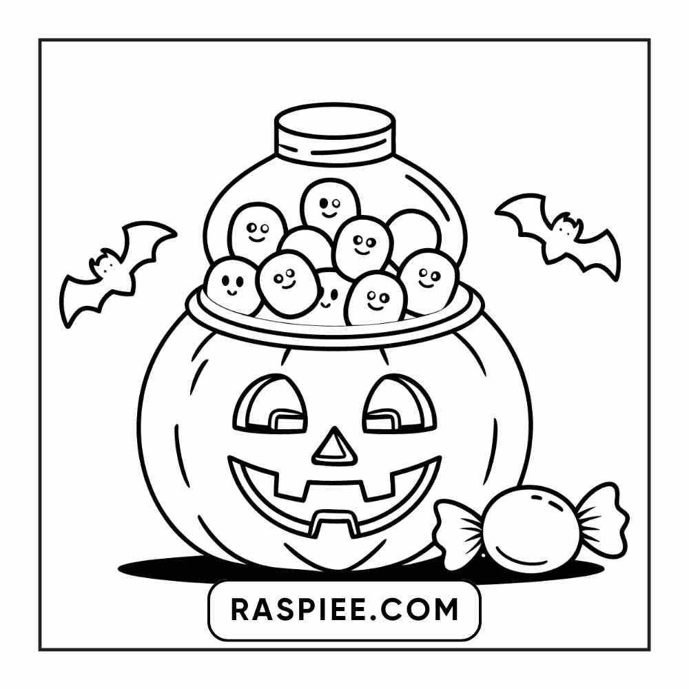 100 Bold Easy Spooky Food & Drinks Coloring Pages Printable PDF Instant Download - RASPIEE