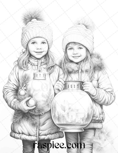 90 Merry Christmas Grayscale Coloring Pages Printable for Adults, PDF File Instant Download - Raspiee Coloring