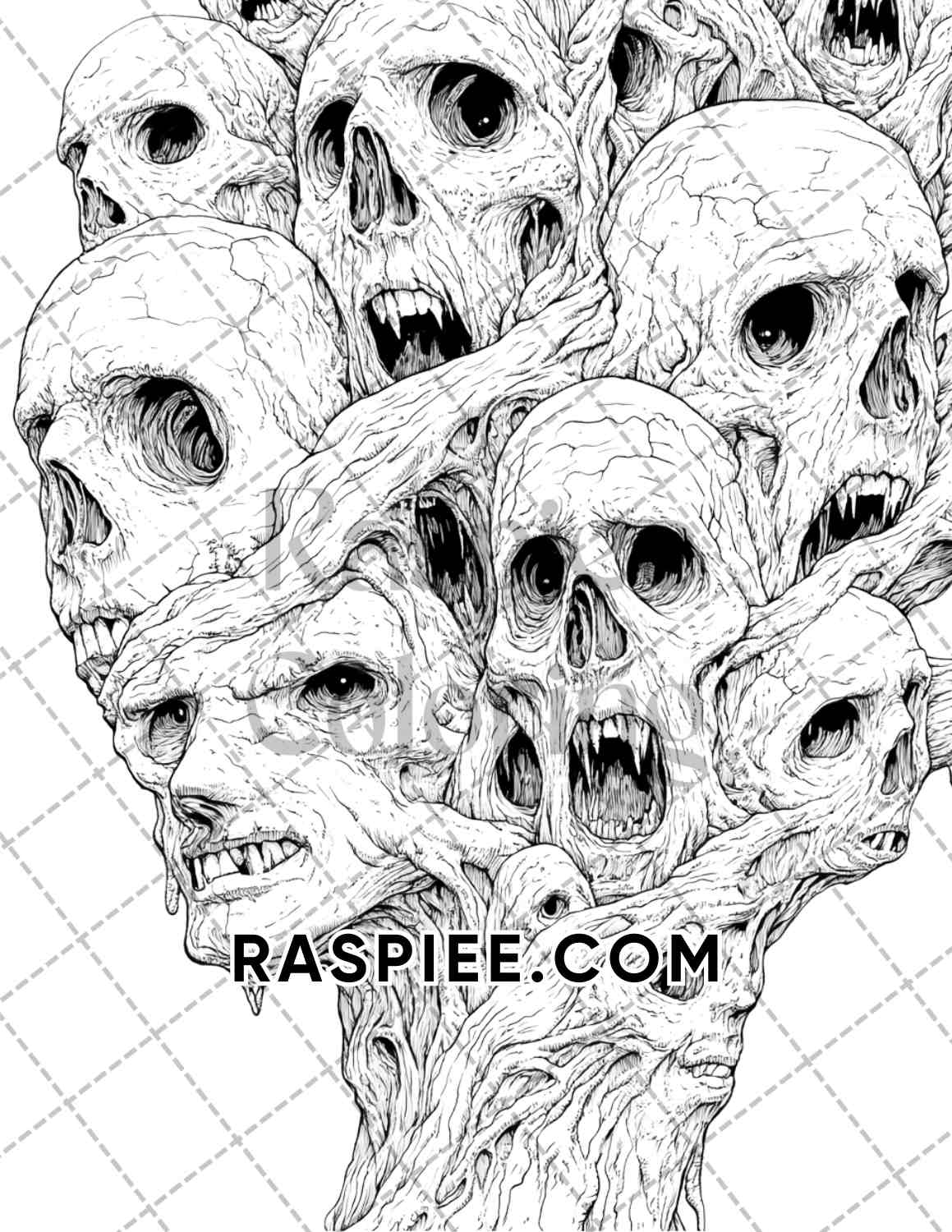 Nightmarish Creatures Halloween Adult Coloring Pages Printable PDF Instant Download