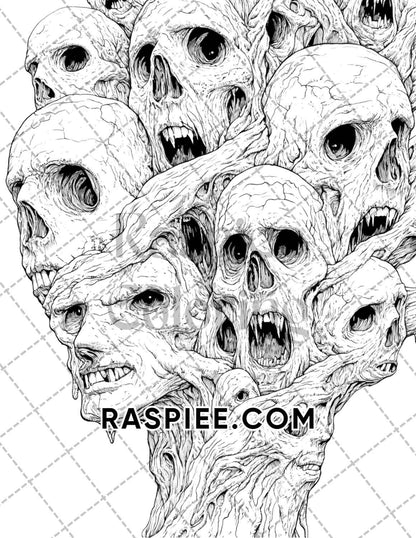 Nightmarish Creatures Halloween Adult Coloring Pages Printable PDF Instant Download