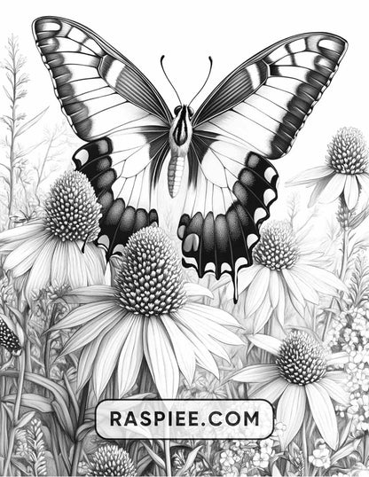 Insects and Flowers Adult Coloring Pages - RASPIEE