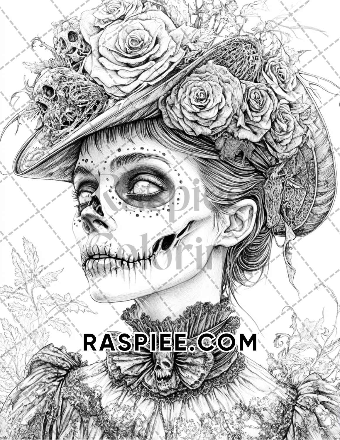 Victorian Zombies Halloween Adult Coloring Pages Printable PDF