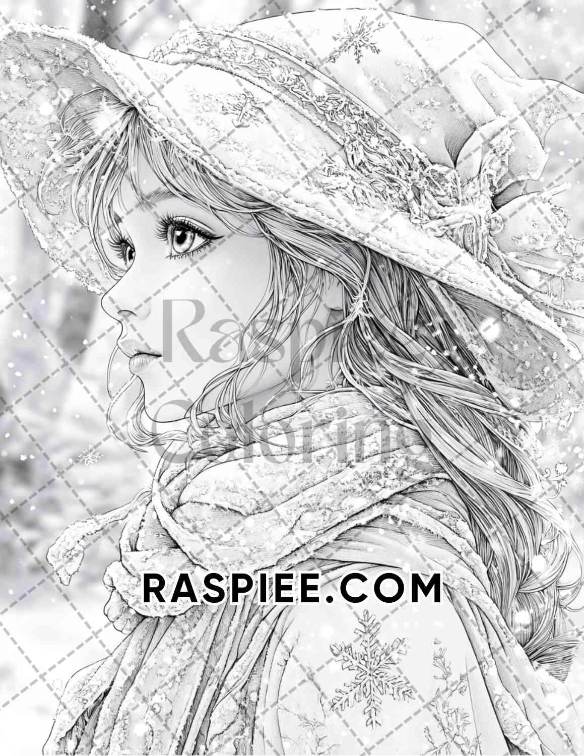 Enchanted Witches Adult Coloring Pages Printable PDF Instant Download - RASPIEE